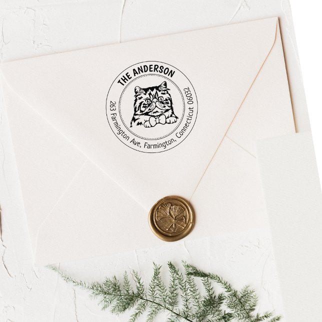 Cat Persian Family Rücksendeadresse Gummistempel (Von Creator hochgeladen)