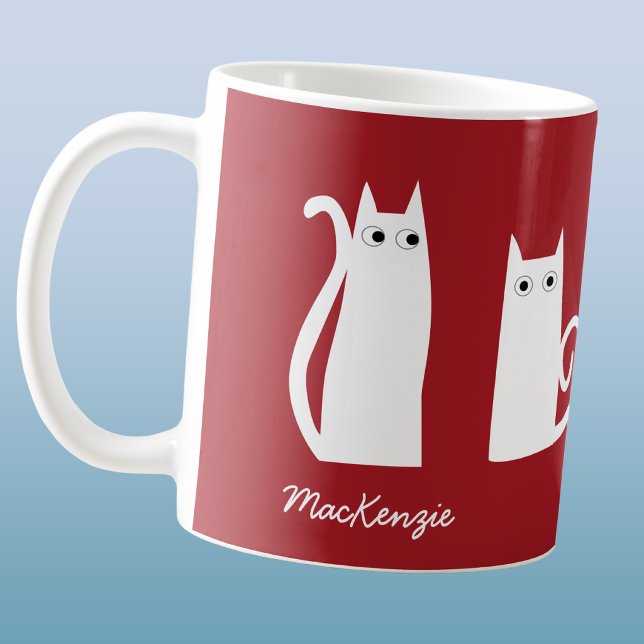 Cat Personalisiert Red White Kaffeetasse (Von Creator hochgeladen)