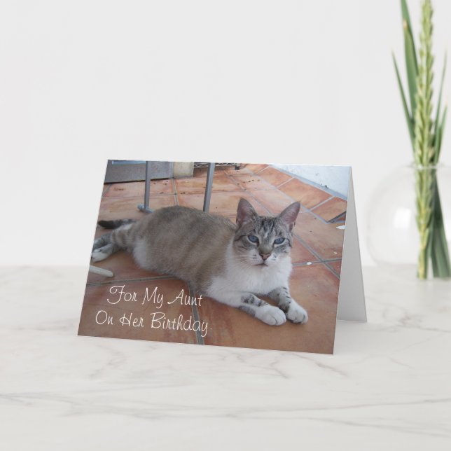 Cat Personalisiert Tante Geburtstag Karte (Vorderseite)