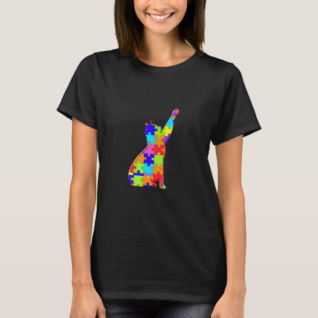 Cat Pet Animal Jigsaw Autism Puzzle T-Shirt (Vorderseite)