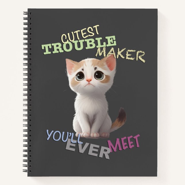 Cat Pet Cuttest Trouble Niedlich Adortable Funny F Notizbuch (Vorderseite)