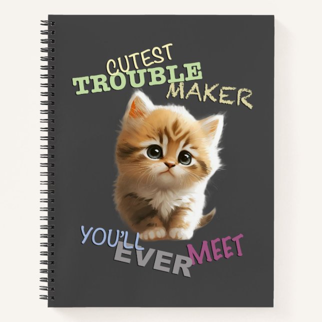Cat Pet Cuttest Trouble Niedlich Adortable Funny F Notizbuch (Vorderseite)