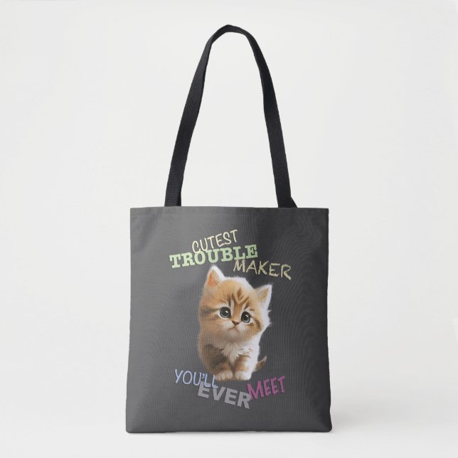 Cat Pet Cuttest Trouble Niedlich Adortable Funny F Tasche (Vorderseite)