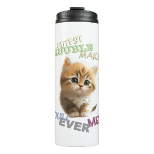 Cat Pet Cuttest Trouble Niedlich Adortable Funny F Thermosbecher