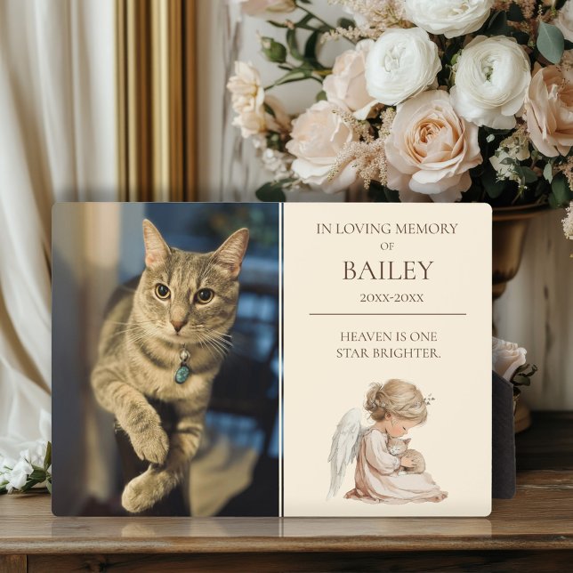Cat Pet Memorial Fotoplatte (In Loving Memory Cat Memorial Photo Plaque with Angel)
