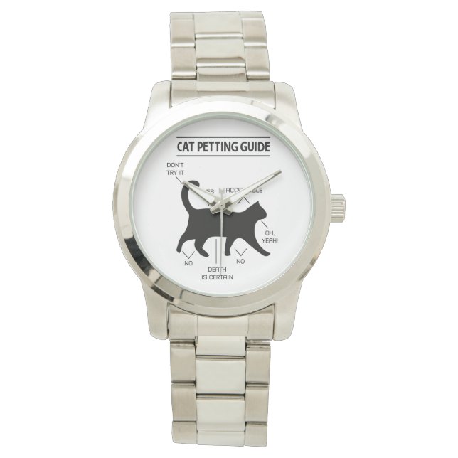 Cat Petting Guide Watch (Schwarz drucken) Armbanduhr (Vorderseite)