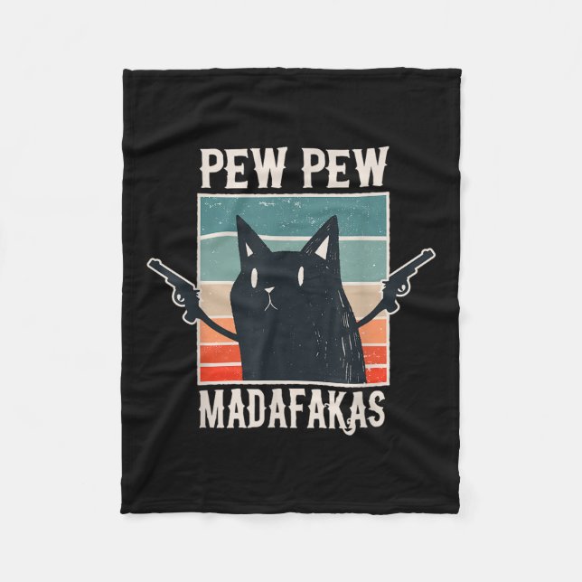 Cat Pew Madafakas Retro Vintages Geschenk Fleecedecke (Vorderseite)