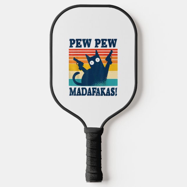 Cat Pew Pew Madafakas Crazy Cat Gun Pickleball Schläger (Vorderseite)