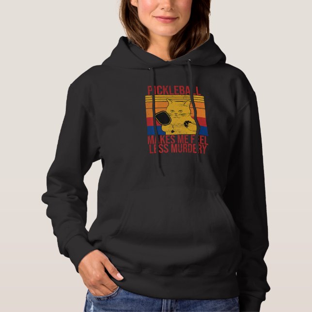 Cat pickleball makes me feel less murdery Retro   Hoodie (Vorderseite)