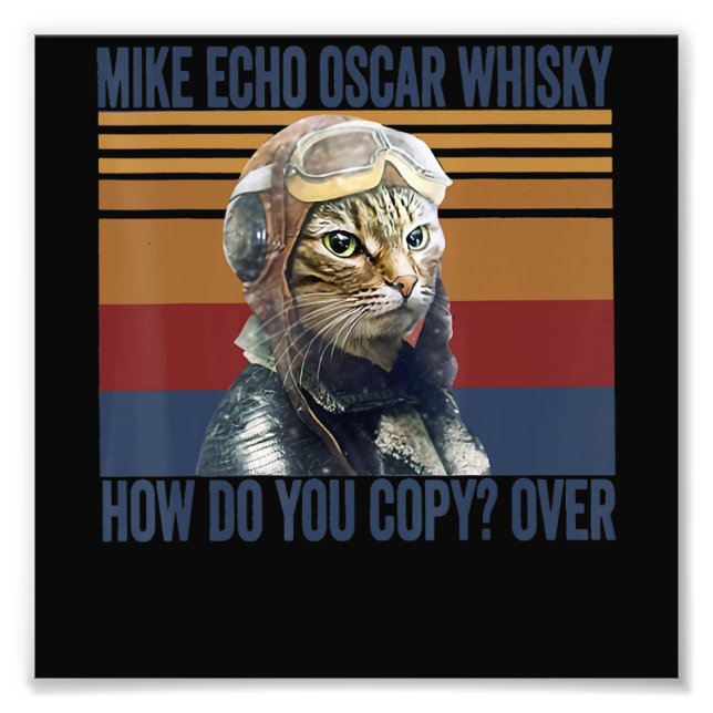 Cat Pilot Mike Echo Oscar Whisky Kostümgeschenk Fotodruck (Vorne)