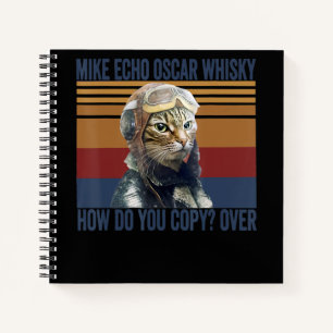 Cat Pilot Mike Echo Oscar Whisky Kostümgeschenk Notizbuch