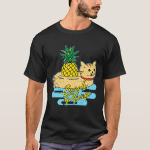Cat Pineappi Beach Halloween Niedliches, einfaches T-Shirt