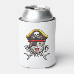 Cat Pirate Captain Men Piratenflagge Flag Skull un Dosenkühler