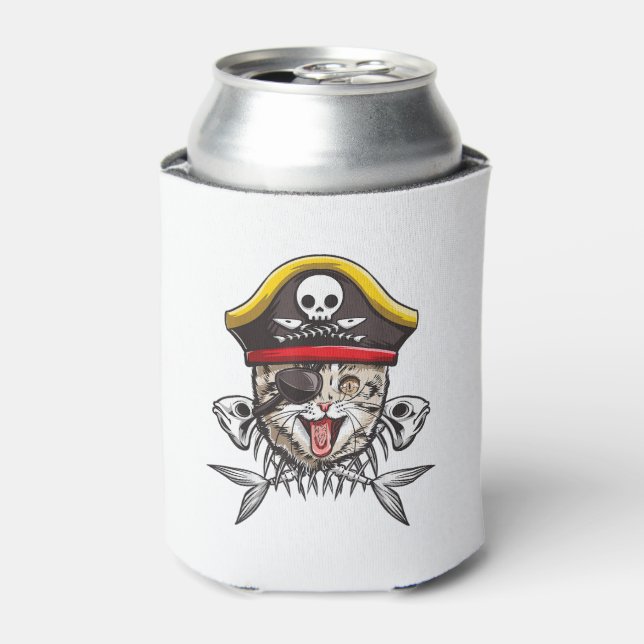 Cat Pirate Captain Men Piratenflagge Flag Skull un Dosenkühler (Kanne Vorderseite)