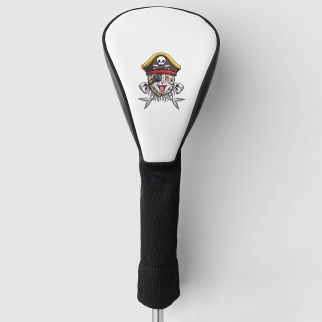 Cat Pirate Captain Men Piratenflagge Flag Skull un Golf Headcover (Vorderseite)