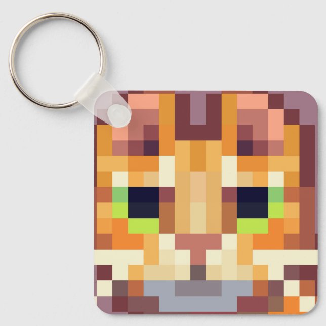 Cat pixelart, Pixel Art, sleutelhanger  Schlüsselanhänger (Vorderseite)