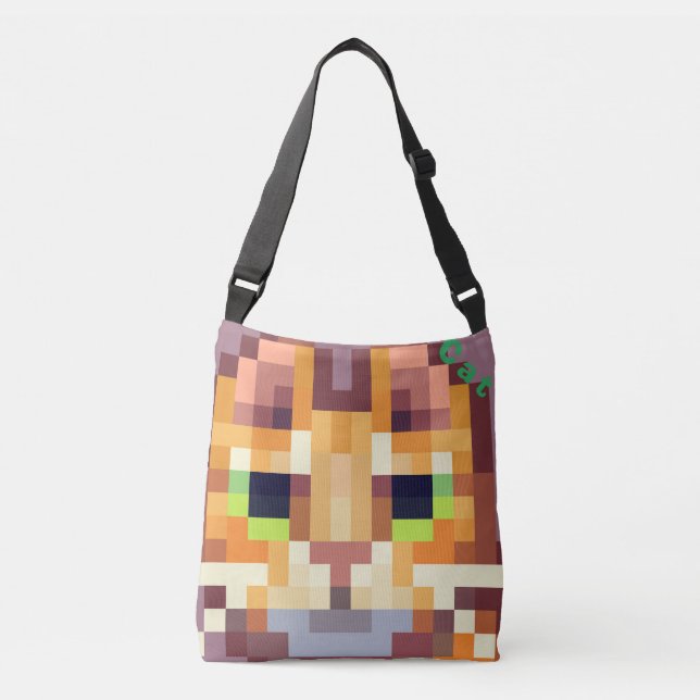 Cat Pixelart, Pixel Art  Tragetaschen Mit Langen Trägern (Vorderseite)
