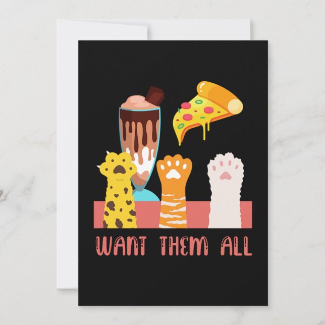 Cat Pizza Ice Creme Kitten Kitty Pet Tiergeschenk Einladung (Vorderseite)