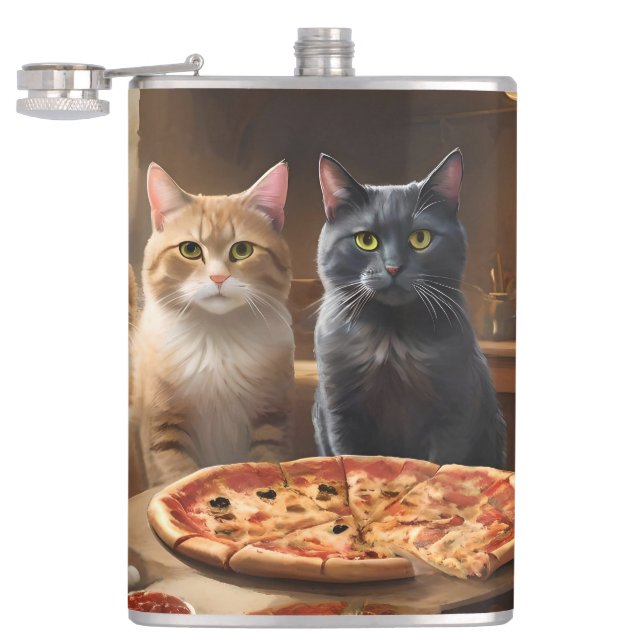 Cat Pizza Night, Flachmann (Geöffnet)