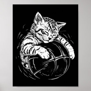 Cat Player schläft auf bysketbyll-Kätzchen Haustie Poster