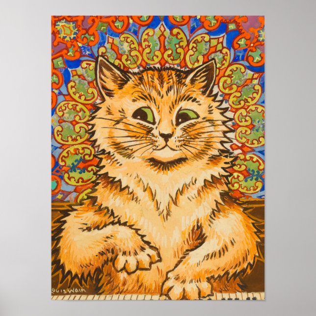 Cat Playing a Piano von Louis Wai Poster (Vorne)