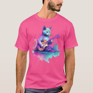 Cat Playing auf akustische Gitarre T-Shirt