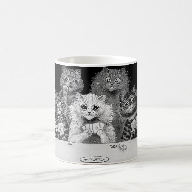 Cat Playing Card, Louis Wain Kaffeetasse (Mittel)