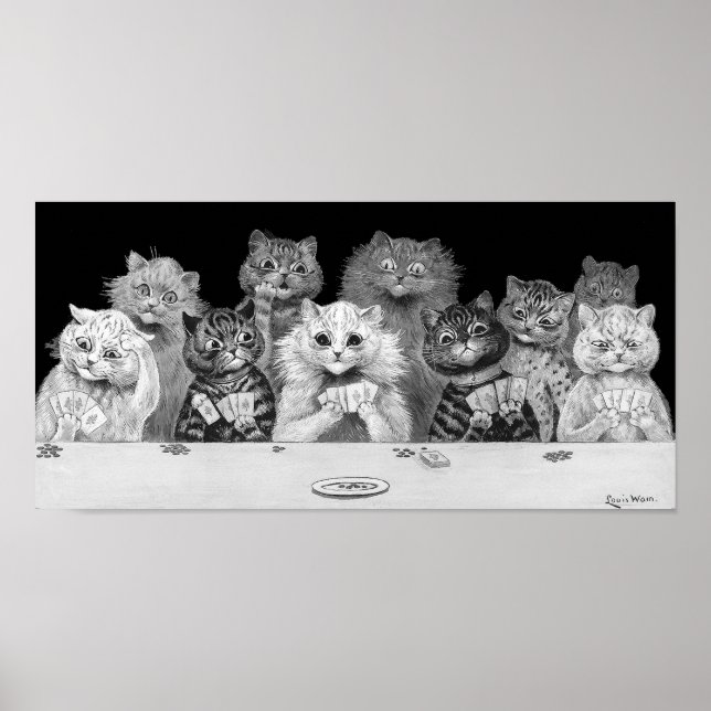 Cat Playing Card, Louis Wain Poster (Vorne)