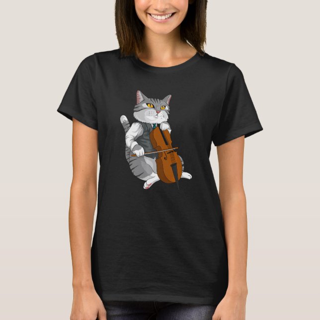 Cat Playing Cello Violin musical instrument   T-Shirt (Vorderseite)
