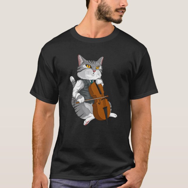 Cat Playing Cello Violin musical instrument   T-Shirt (Vorderseite)