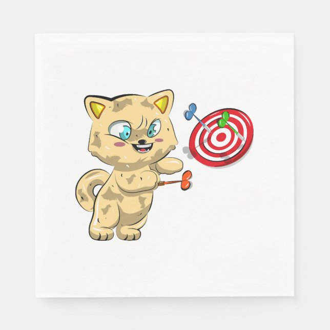 Cat Playing Darts Serviette (Vorderseite)