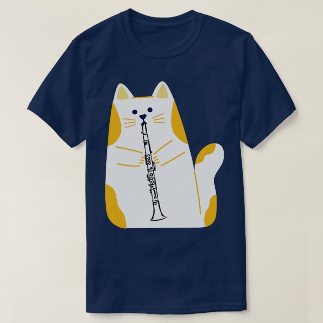 Cat Playing die Klarinette T-Shirt (Design vorne)