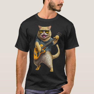 Cat Playing Electric Gitarre Tier Katze Gitarre T-Shirt