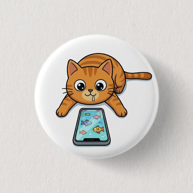 Cat Playing Fish Game Button (Vorderseite)