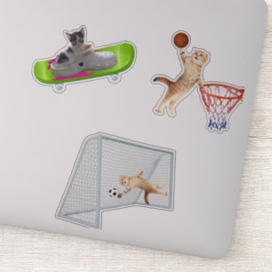 Cat Playing Football Aufkleber
