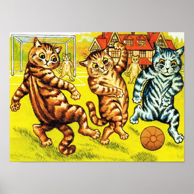 Cat Playing Football, Louis Wain Poster (Vorne)