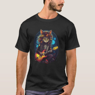 Cat Playing Gitarre Electric Rock Vibes für Rock M T-Shirt