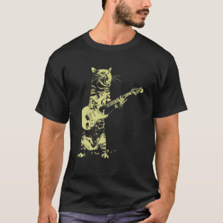 Cat Playing Gitarre Funny Gitarrist Kitten Musiker T-Shirt