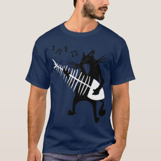 Cat Playing Gitarre Lover Rock Roll Weihnachten T-Shirt