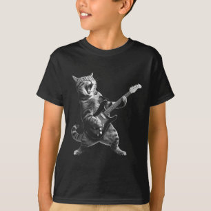 Cat Playing Gitarre Rock and Roll Rock Star für Mä T-Shirt