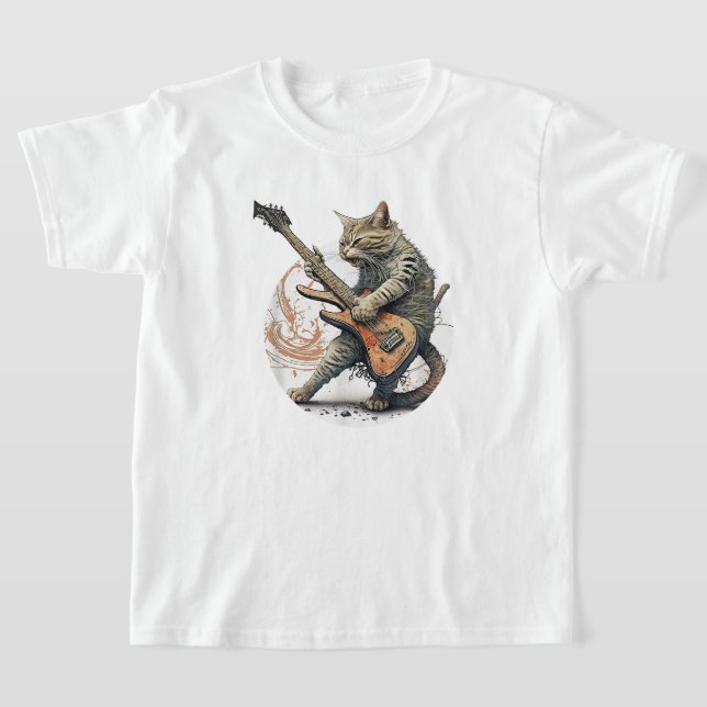 Cat Playing Gitarre Rock Cat Heavy Metal Cat Mus T-Shirt (Ablage )