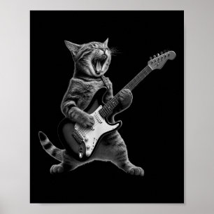 Cat Playing Gitarre Rock Star Rock und Roll für Mä Poster