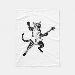 Cat Playing Gitarre Rock und Roll Band Männer Frau Fleecedecke