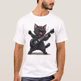 Cat Playing Gitarre Rock und Roll Rock Star Funny T-Shirt