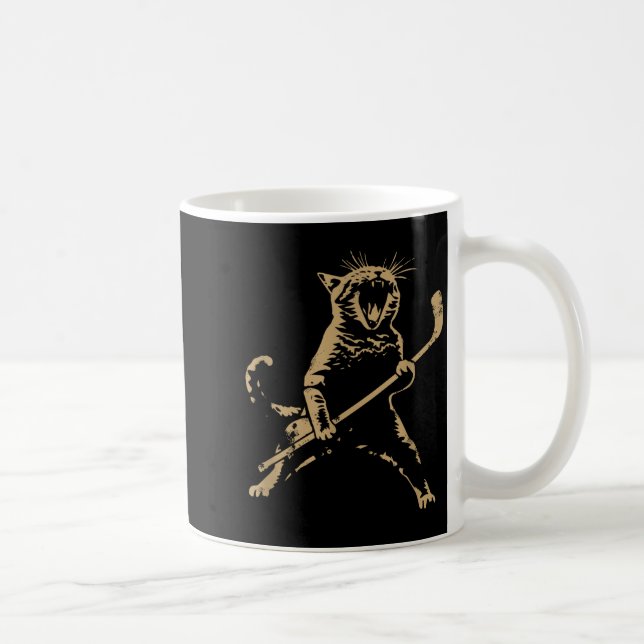 Cat Playing Ice Hockey  Kaffeetasse (Rechts)