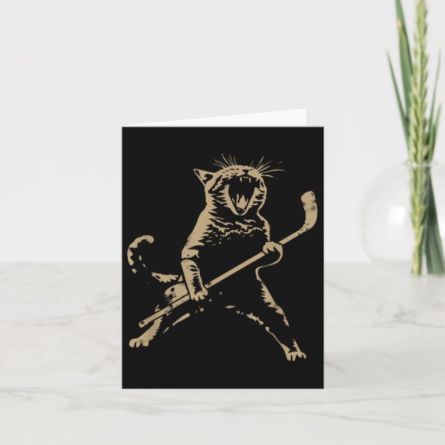 Cat Playing Ice Hockey Karte (Vorderseite)