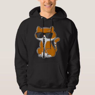 Cat Playing Klarinette Kitching Band Klarinette Hoodie