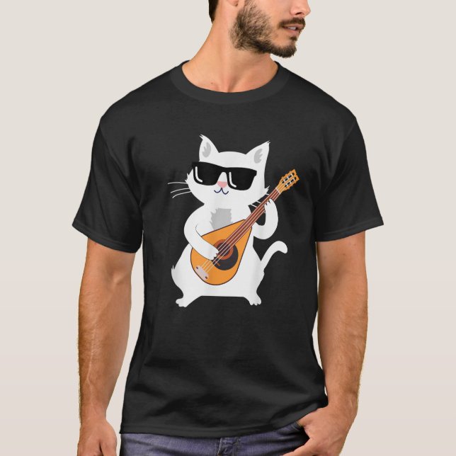 Cat Playing Mandolin T-Shirt (Vorderseite)