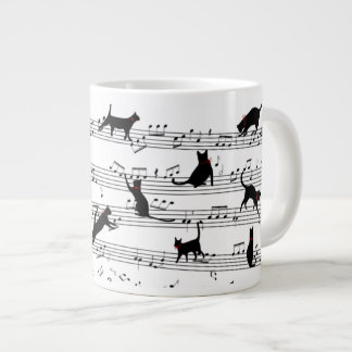 Cat Playing Note Music, Cat Music, Black Cat Gift Jumbo-Tasse