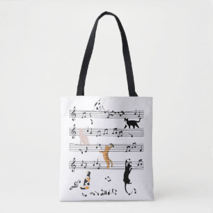 Cat Playing Note Music, Naughty Cat Gift, Niedlich Tasche